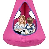 Kids Nest Swing Chair, Hanging Hammock Chair Nest Hammock Swing Chair with Pocket for Outdoor and Indoor(32' D x 52' H),Detachable Play Tent Swing for Child Sensory Swing for Kids(Pink)