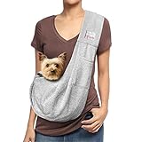 artisome Pet Dog Sling Carrier Reversible Adjustable Strap Travel Hand-Free Safe Bag Small Puppy Backpack (for 3-10 lbs, Grey)