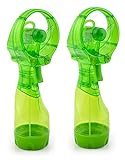 O2COOL Deluxe Handheld Battery Powered Water Misting Fan (Green) 2 Pack