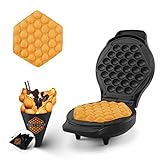 FineMade Compact Bubble Waffle Maker Machine with 10 Cardboard Cones, Electric Non Stick Hong Kong Egg Waffle Maker Iron, Recipe Included