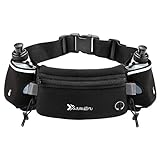 Number-one Running Belt with Water Bottles(2 x 175ML), Hydration Belt Waterproof Waist Pack Bag Fits iPhones Adjustable Sports Waist Pouch for Marathon Running Hiking Cycling, Black