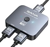 GANA HDMI 2.1 Switch, 8K HDMI Switcher Splitter Bi-Directional 2 in 1 Out, 4K@120Hz,8K@60Hz, 48Gbps Aluminum Ultra HD HDMI Hub Compatible with PS5/4,Xbox,Roku,Apple TV,Fire Stick