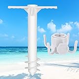 Simchoco Sand Anchor, Beach Umbrella Sand Anchor & Hanging Hook One Size Fits All Safe Stand Holder for Strong Wind with 3-Tier Screw