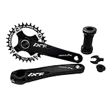 Bike Crank Arm Set Mountain Bike Crank Arm Set 170mm 104 BCD with Bottom Bracket Kit, Single Chainring and Chainring Bolts for MTB BMX Road Bicyle, Compatible with Shimano, FSA, Gaint (Black, 32T)