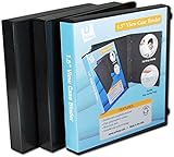 UniKeep 3 Ring Binder - Black - Case View Binder - 1.5 Inch Spine - with Clear Outer Overlay - Pack of 3 Binders