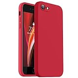 Vooii for iPhone SE Case 2022/3rd/2020,iPhone 8/7 Case, Upgraded Liquid Silicone with [Square Edges] [Camera Protection] [Soft Anti-Scratch Microfiber Lining] Phone Case for iPhone SE - Red