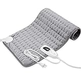 Heating Pad - Electric Heating Pads - Hot Heated Pad for Back Pain Muscle Pain Relieve - Dry & Moist Heat Therapy Option - Auto Shut Off Function (Light Gray, 12' x 24')