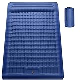 QAFZFAZA Sleeping Pad for Camping, 5 Inch Ultra-Thick Inflatable Sleeping Mat with Pillow Built-in Pump,27.55' W Backpacking Camping Mattress Pads for Hiking Traveling Tent,Home, Travel, Floor (Full)