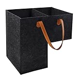 Stair Basket with Leather Handle for Carpeted Stairs, Staircase Basket with Collapsible Baffle for 16’’ wooden stairs, Foldable Basket Organizer for Office Home stairway in tidy and Storage