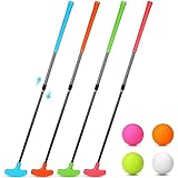 Hiboom 4 Pack Golf Putters for Men and Women Two Way Mini Golf Putter with 4 Golf Balls Adjustable Length Kids Putter Bulk for Right or Left Handed Golfers for Children Teenager Junior (Fresh Color)