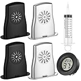 6 Pcs Acoustic Guitar Humidifiers Set Include Guitar Sound Holes Humidifier Digital Hygrometer Syringe for Moisture Reservoir Prevent Instrument Cracking, Black and Silver