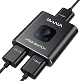 HDMI Switch 4k@60hz Splitter, GANA Aluminum Bidirectional HDMI Switcher 2 in 1 Out, Manual HDMI Hub Supports HD Compatible with Xbox PS5/4/3 Blu-Ray Player Fire Stick Roku(1 Display at a Time)