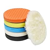 Autolock 7' Buffing Polishing Pads, 6Pcs 7 Inch 180mm Face for 6.7 Inch Backing Plate, Compound Buffing Sponge and Woolen Pads