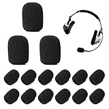 Mozeat Lens 15 Pcs Mini Microphone Covers for Headset Small Foam Windscreen Microphone High Density Foam Mic Cover for Headset Protection for Lavalier Microphones (Black)