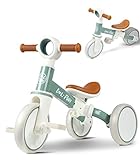 LOL-FUN 4 in 1 Toddler Balance Bike for 1-4 Years Old Boys Girls Gift, 3 Wheel Baby Bicycle for 1 Year Old Kids Tricycle with Easy Assembly Removable Pedal