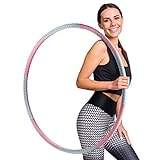 Stainless Steel Exercise Hula Hoops for Adults - Soft Thick Padding for Comfort - Detachable 8 Sections, Smart Notches and Adjustable Weight for Easy Assembly - Fun Hula Hoop Workout to Lose Weight