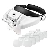 Headband Lighted Magnifying Glasses with Led Light, Head Mount Magnifier Glasses Visor Handsfree Headset Magnifier Loupe for Close Work,Sewing,Crafts,Reading,Repair,Jewelry(1.0X to 14.0X)