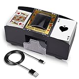 AOPER Automatic Card Shuffler - Electronic Casino Poker Card Shuffling Machine - Battery Operated Plastic Cards Mixer - 2 Deck Playing Cards for Home & Party - 2M USB Line