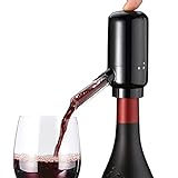 Foneta Electric Wine Aerator Pourer Wine Dispenser Pump, One-Touch Automatic Wine Decanter for Wine Lovers (Bright black)