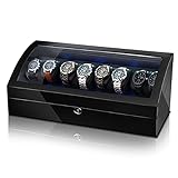 TEEMING Automatic Watch Winder Display Storage Box for 16 Automatic Watches, 8 Watch Winders + 8 Showcases, 4 Rotating Watch Modes, LED Light Watch Collector, Quiet Motor, AC Adapter/Battery Powered