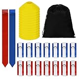 Flag Football Set, 14 Player Flag Football Belts Kit, Includes 14 Belts, 42 Flags,12 Cones and Storage Bag (Red-Blue)