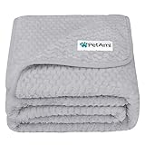 PetAmi Waterproof Dog Blanket, Leakproof XL Pet Blanket for Large Dogs, Furniture Sofa Couch Cover Protector, Fleece Cat Throw Bed Crate Kennel, Reversible Washable Soft Plush, Twin 60x80 Light Gray