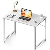 Coleshome 32 Inch Computer Desk, Modern Simple Style Desk for Home Office, Study Student Writing Desk, White