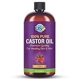 US+ 20oz 100% Pure Castor Oil - Cold-pressed, Unrefined, Hexane-free - BPA Free Plastic Bottle - USP Grade - Premium Quality for Healthy Skin & Hair