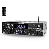 Pyle Wireless Bluetooth Home Stereo Amplifier - Multi-Channel 200W Power Amplifier Home Audio Receiver System w/Optical/Phono/Coaxial, FM Radio, USB/SD,AUX,RCA, Mic in - Antenna, Remote - PDA4BU.5