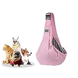 Junbec-Pet Dog Sling Carrier,Adjustable Perfect Mesh Hands Free Pet Chest Bag Escape Proof for Puppy Medium Cat Dogs About 8lbs Daily Walk,Outdoor Activity (Pink)