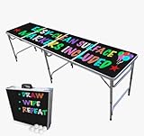 PartyPong 8-Foot Black Dry Erase Beer Pong Table w/Erasable Markers & Pong Balls
