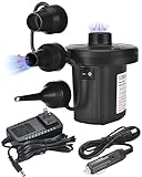 Nedyfix Inflatable Electric Air Pump,110V AC/12V DC Portable Fast Inflation Pump Perfect Inflator/Deflator Pumps with 3 Nozzles, Used for Inflatable Boats,Cushions etc.(Black)