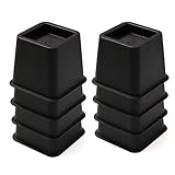 3 inch Height Bed Risers Heavy Duty, Black Furniture Lifter Risers Stackable with Sturdy Base Set of 8, Square Recess fits Legs Within 2.8” x 2.8”, Hold up to 1500 lbs