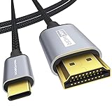 USB-C to HDMI Cable 4K@60Hz TECHTOBOX [Braided, High Speed] 6.6FT Type C to HDMI Cord Thunderbolt 3/4 Compatible with MacBook Pro/Air,iMac,New iPad,XPS,Galaxy S21/S20,Surface and More