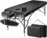 CLORIS 84' Professional Massage Table Portable 2 Folding Lightweight Facial Solon Spa Tattoo Bed Height Adjustable with Carrying Bag & Aluminium Leg Hold Up to 1100LBS