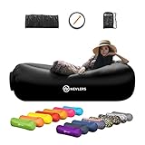 Nevlers Black Inflatable Lounger Hangout Sofa Bed with Travel Bag Pouch The Portable Inflatable Couch Air Lounger is Perfect for Music Festivals and Camping Accessories Inflatable Hammock