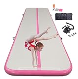 Air Track Tumbling Mat 6.6ft 10ft 13ft 16ft 20ft Gymnastics Mat Inflatable Tumble Track Mats Gymnastics Air Mat for Home Kids with Electric Air Pump Blow Up(2m, Pink)