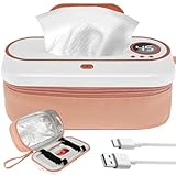 Baby Wipe Warmer, Baby Wipe Warmer and Wet Wipes Dispenser, Portable Baby Wipe Heater with Adjustable Temperature, Diaper Wipe Warmers, USB Rechargeable Smart Wipes Heater for Baby Nursery Car Travel