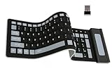 Atzuofan Wireless Silicone Keyboard, Portable Keyboard for Laptop, PC, Notebook and Travel, Flexible Foldable and Rollup Keyboard, Waterproof, Dustproof and Lightweight (Black)