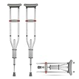 FlyingJoy Lightweight Underarm Crutches with Height Adjustment up to 300 LBS, Aluminum Walking Aid for Teens to Adults Range 4’6”– 6’6”, Durable Crutches with Underarm Pad and Hand Grip, 1 Pair