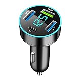 Car Charger USB C Car Adapter, 4 Port USB Car Charger with Voltage Display PD 3.0 & QC 3.0 Car Phone Charger Cigarette Lighter USB Charger Adapter Fast Charging for iPhone,Samsung,iPad & Phone Tablets