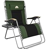 Colegence Oversized Zero Gravity Chair XL Support 400 LBS, 33”Wide Heavy Duty Adjustable Anti Gravity Lounge Chairs with Cup Holder,Folding Outside Recliner for Beach,Camping,Lawn,Patio,Outdoor(Green)