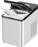 SOOPYK Ice Makers Countertop | Portable Ice Maker Cube | 27 lbs in 24 hrs | 9 Ice Cubes Per 5-8 Mins | Ice Maker Machine Self Cleaning Function | Ice Scoop and Basket,Stainless Steel