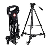 VX-600 Foldable Tripod Dolly with 3 Locking Track Wheels Pulley,Adjustable Leg Mount and Storage Bag,Compatible with Most Tripods, Light Stand for Cameras Camcorder Photography