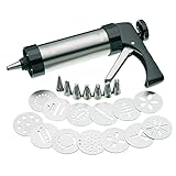 Cookie Press Set, Stainless Steel Cookie Maker Biscuit Press Icing Gun Set with 13 Metal Cookie Press Discs for Cake Decoration