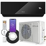 DELLA 12000 BTU Wifi Enabled Mini Split Air Conditioner Ductless Inverter System, 17 SEER 115V Energy Efficient Unit w/ 1 Ton Heat Pump, Cools Up to 550 Sq. Ft. (Black Series)