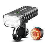 EBUYFIRE USB Bike Lights Front and Back, 6*T6 LED Rechargeable Bicycle Front Light Set, 3/5 Modes, 5V 1A Output Bike Headlight and Taillight Set for Night Riding (6 Led Front & Rear Light)