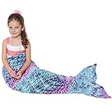 Catalonia Kids Mermaid Tail Blanket, Super Soft Plush Flannel Sleeping Snuggle Blanket for Teen Girls, Galaxy, Fish Scale Pattern, Gift Idea