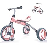 XIAPIA 4 in 1 Tricycle for Toddlers Age 2-5, Folding Toddler Bike& Toddler Tricycle& Baby Balance Bike with Adjustable Seat and Detachable Pedal, Ride-on Toys for 2 3 4 5 Years Old Boys Girls Birthday