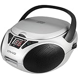 Craig CD6925BT-SL Portable Top-Loading Stereo CD Boombox with AM/FM Stereo Radio and Bluetooth Wireless Technology in Silver | LED Display | Programmable CD Player | CD-R/CD-W Compatible | AUX Port |